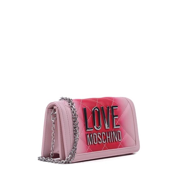 Pink Quilted Clutch with Bold Logo