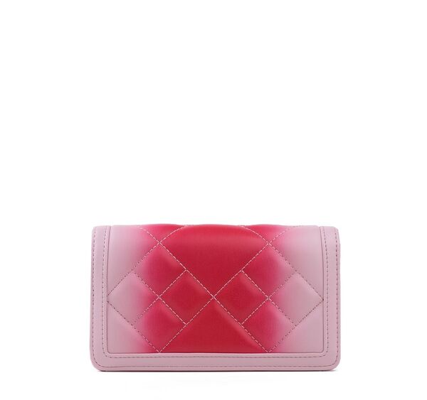 Pink Quilted Clutch with Bold Logo