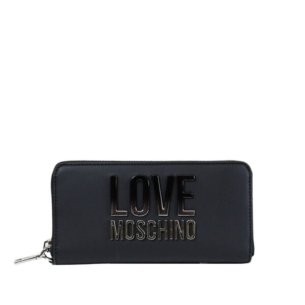 Black Wallet with Logo Embellishment