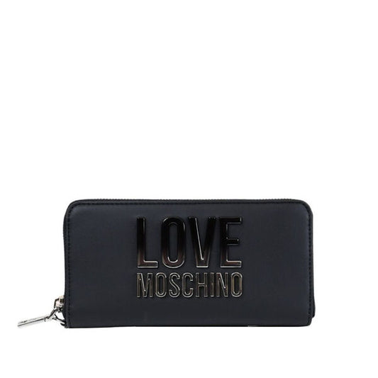 Black Wallet with Logo Embellishment