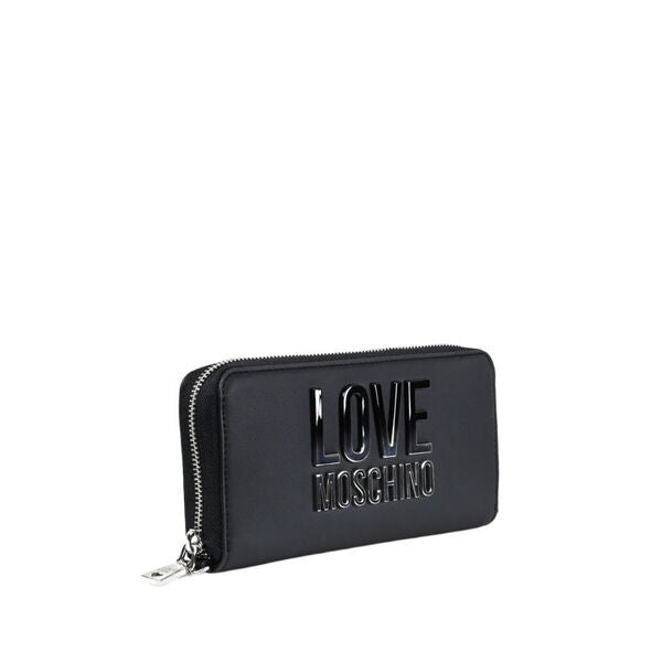 Black Wallet with Logo Embellishment