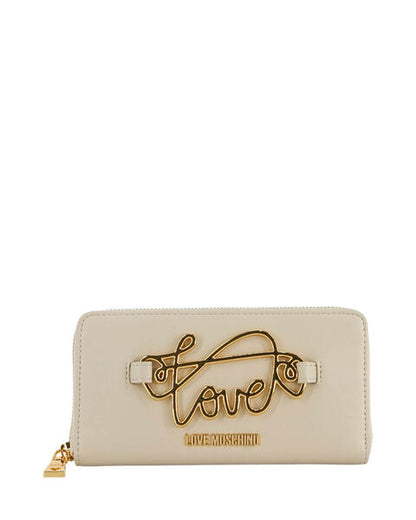 Cream Structured Wallet with Gold Accent