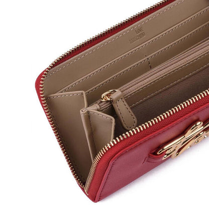 Red Faux Leather Wallet with Gold Love Design