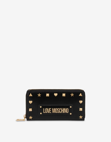 Black Studded Embellished Zip Wallet