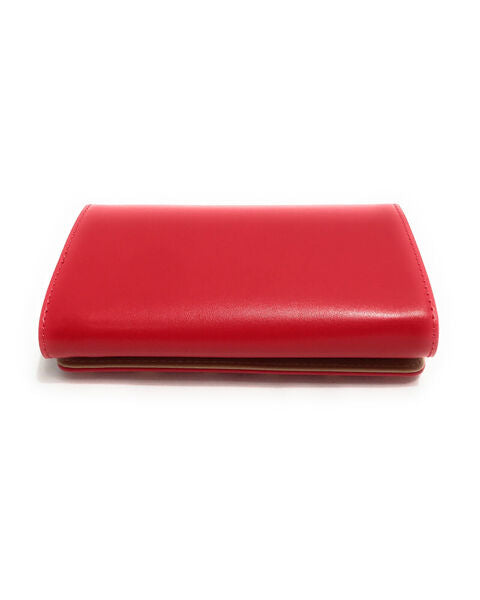 Red Glossy Embellished Wallet with Stud Detail