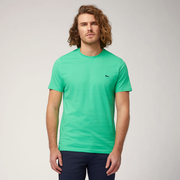 Green Cotton T-Shirt with Embroidered Logo
