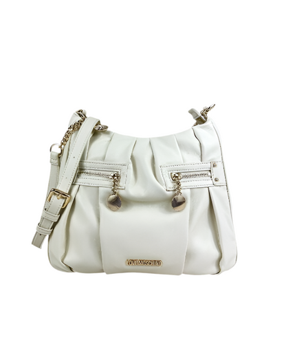 White Pleated Shoulder Bag with Twin Pockets