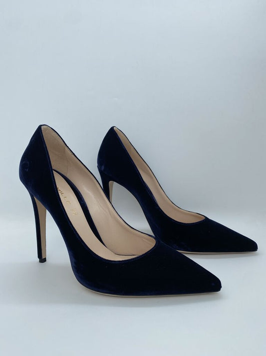 Navy Velvet Pointed Toe High Heels