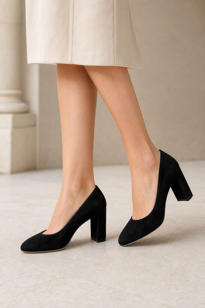 Heel 90 mm Camoscio NERO