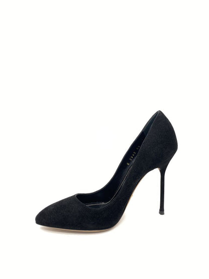 Black Felt Stiletto Heel Pump