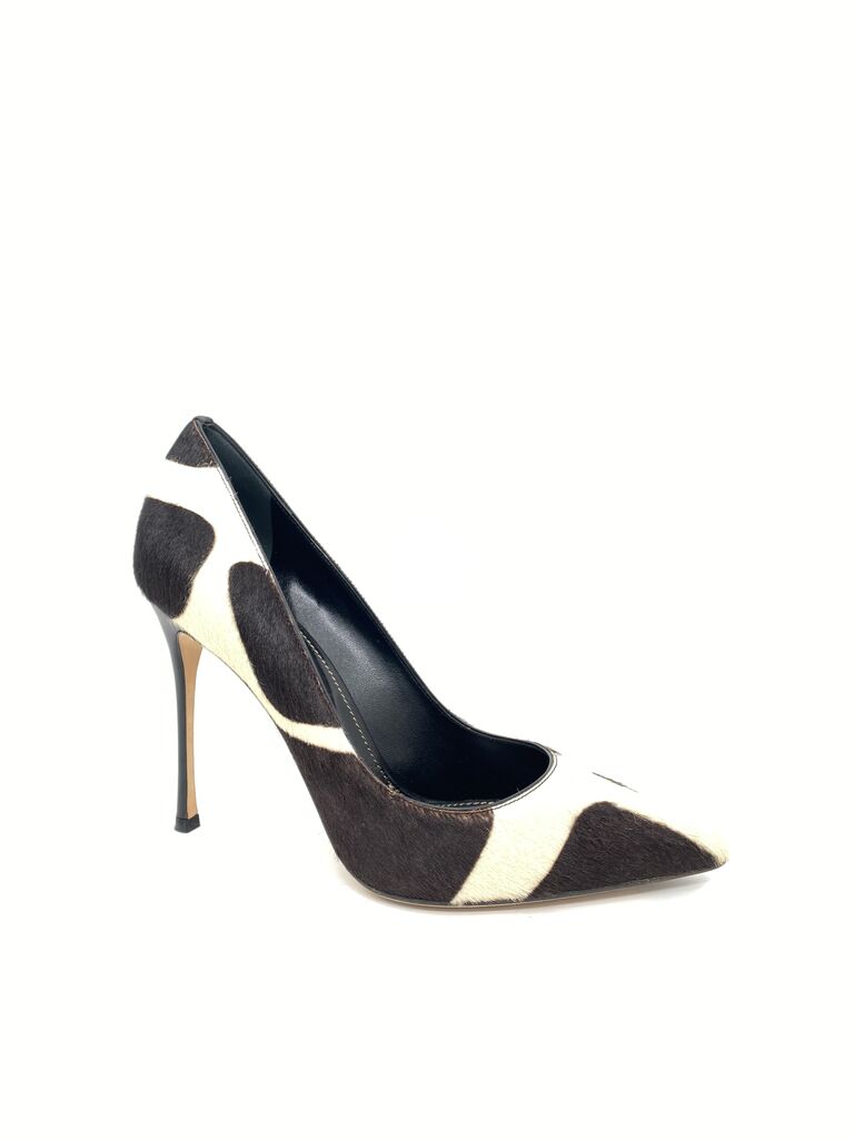 Black and White Animal Print Stiletto with Pointed Toe