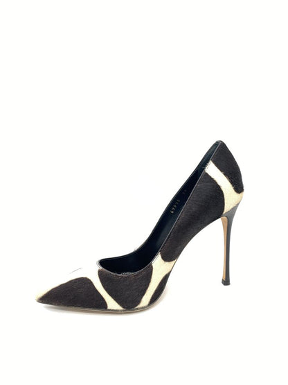 Black and White Animal Print Stiletto with Pointed Toe