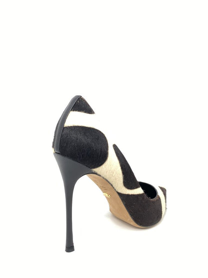 Black and White Animal Print Stiletto with Pointed Toe