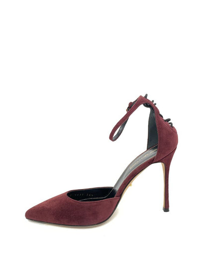 Burgundy Suede Ankle Strap Stiletto Heel