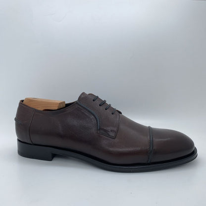 Brown Leather Oxford Shoe with Cap Toe