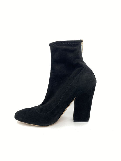 Black Suede Block Heel Ankle Boot