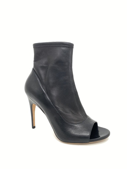 Black Stiletto Ankle Boots with Peep Toe
