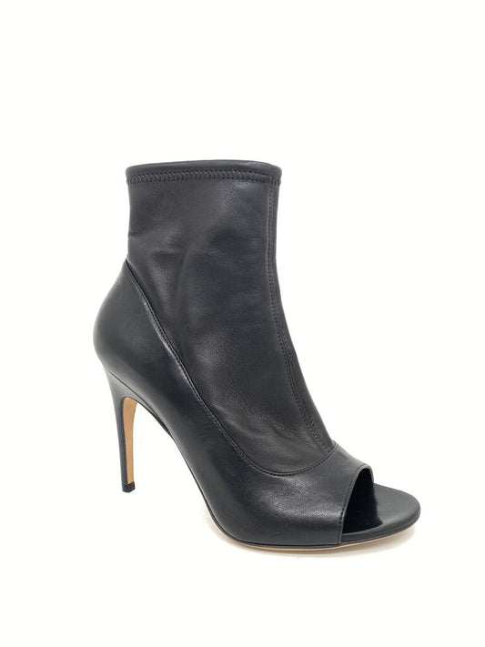 Black Stiletto Ankle Boots with Peep Toe