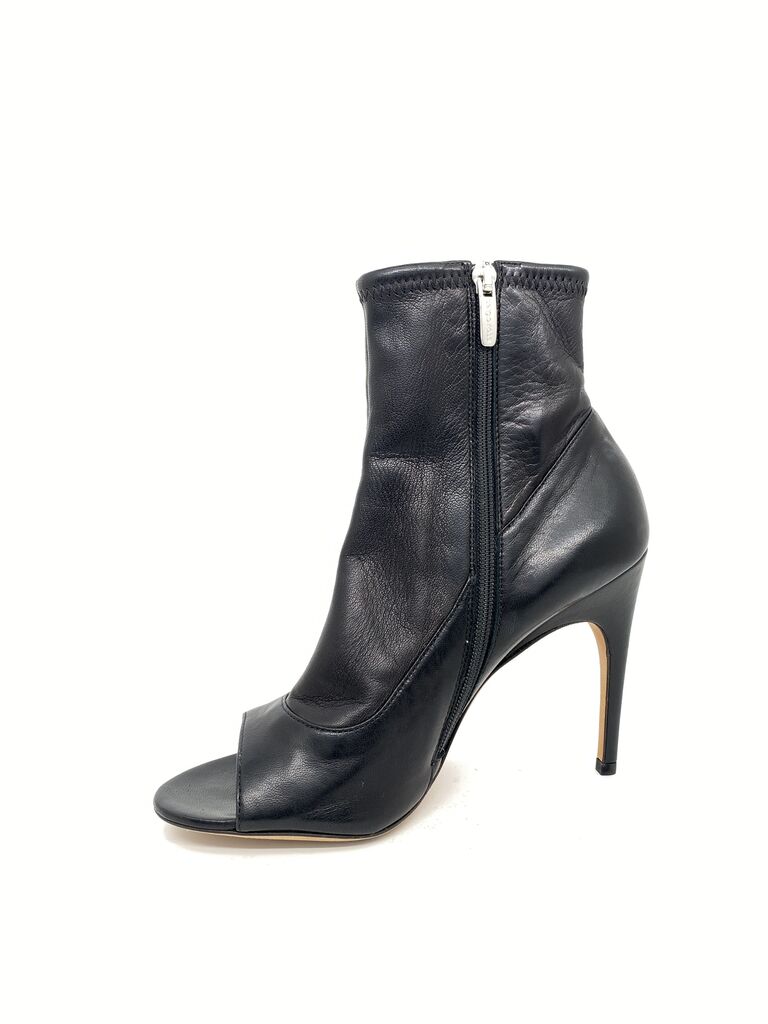 Black Stiletto Ankle Boots with Peep Toe