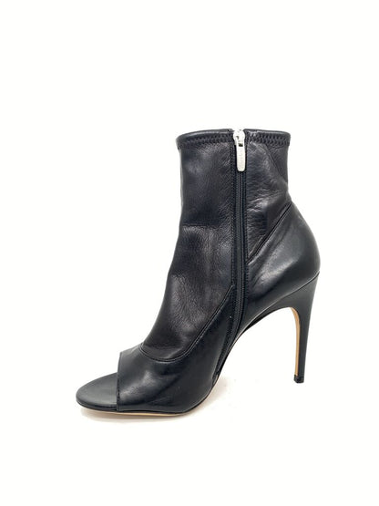Black Stiletto Ankle Boots with Peep Toe