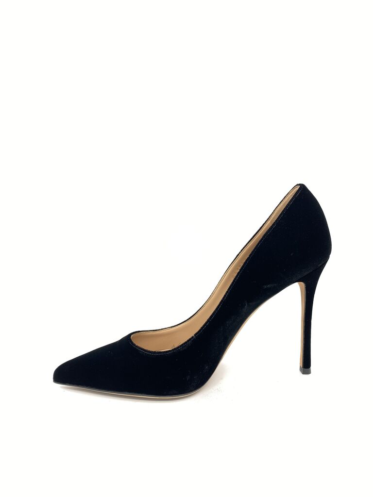 Black Velvet Stiletto Heel Pointed Toe Pump