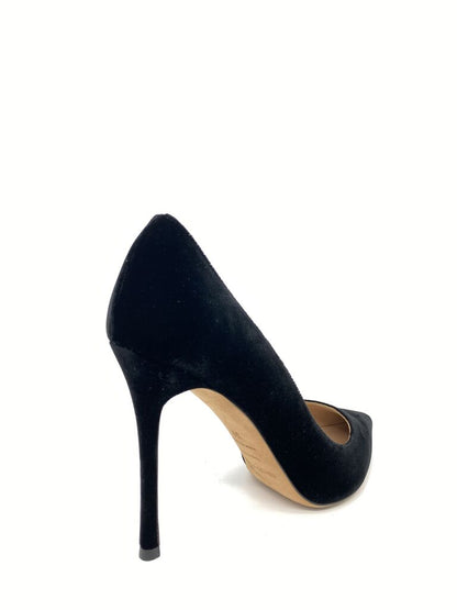 Black Velvet Stiletto Heel Pointed Toe Pump