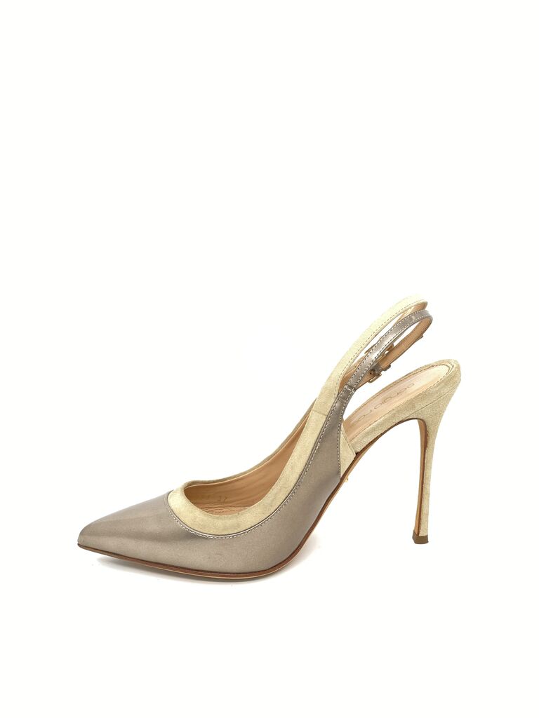 Taupe Slingback Stiletto Heel with Pointed Toe