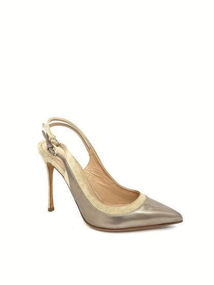 Taupe Slingback Stiletto Heel with Pointed Toe