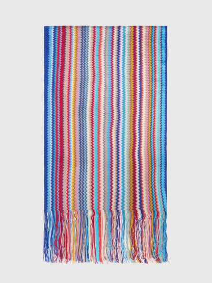 Multicolor Woven Scarf with Fringe Detail