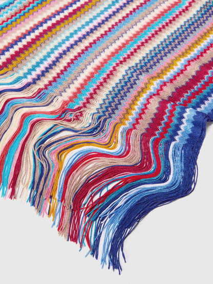 Multicolor Woven Scarf with Fringe Detail