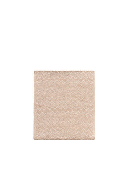 Beige Chevron Knit Scarf with Soft Texture