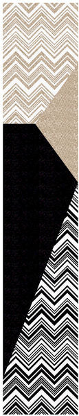 Beige and Black Geometric Patterned Scarf