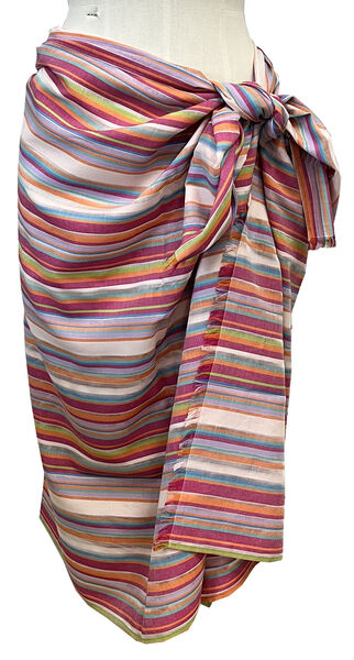 Multicolor Striped Sarong with Tie Closure