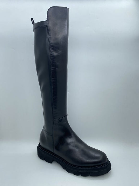 Black Tall Leather Knee-High Boot