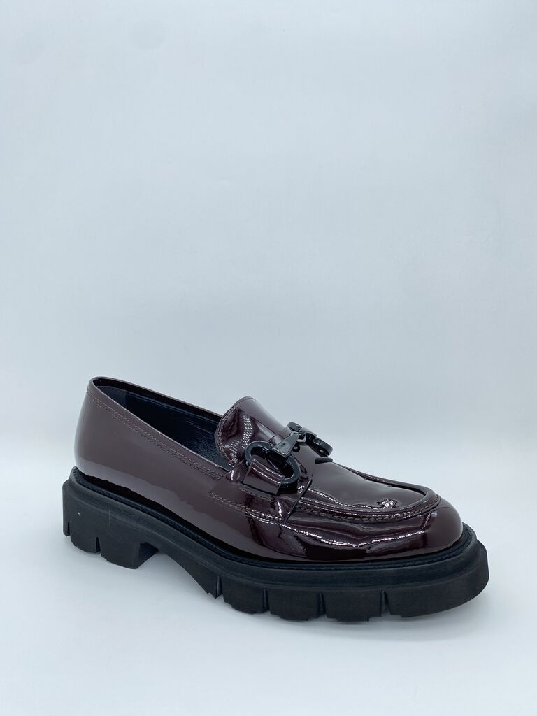 Burgundy Patent Loafer with Chunky Sole