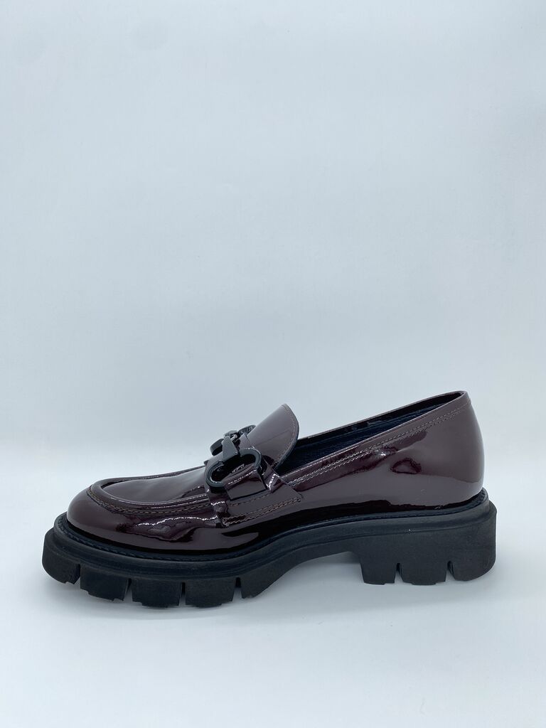 Burgundy Patent Loafer with Chunky Sole