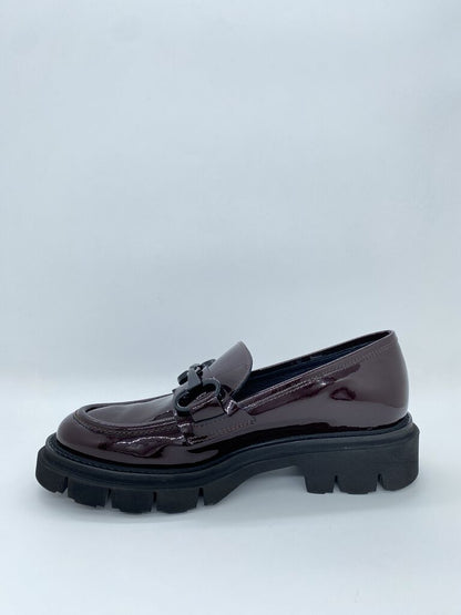 Burgundy Patent Loafer with Chunky Sole