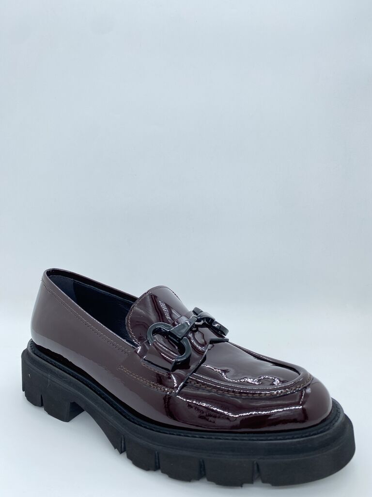 Burgundy Patent Loafer with Chunky Sole