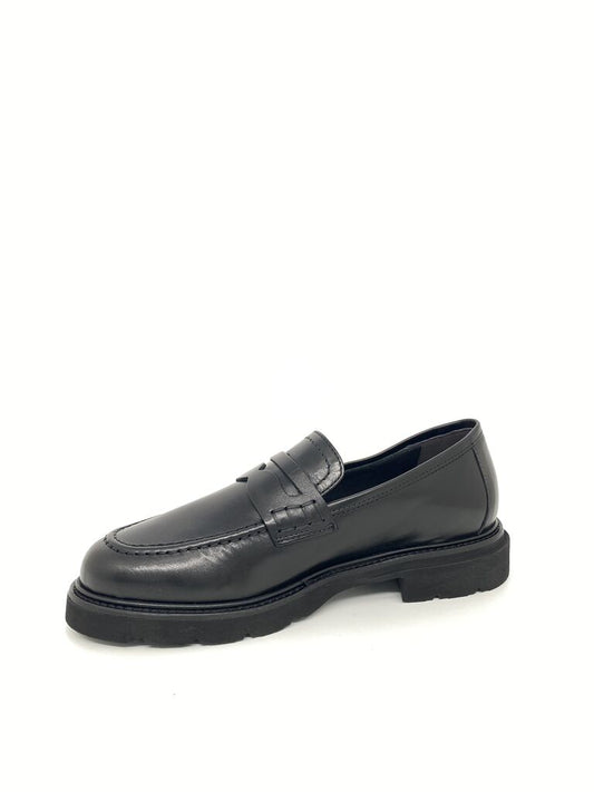 Black Leather Loafer with Chunky Sole
