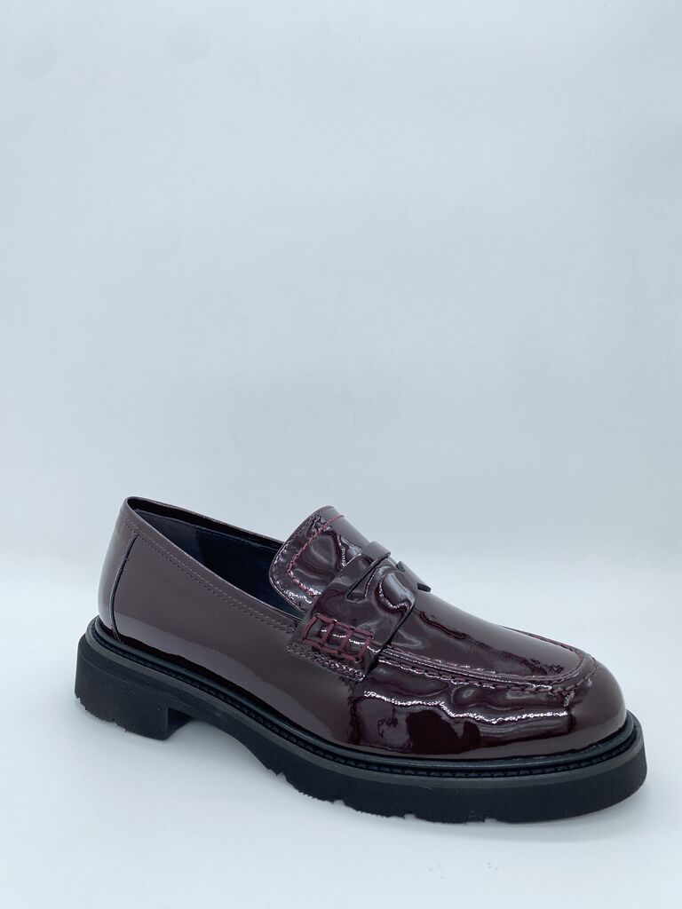 Burgundy Patent Loafer with Chunky Sole