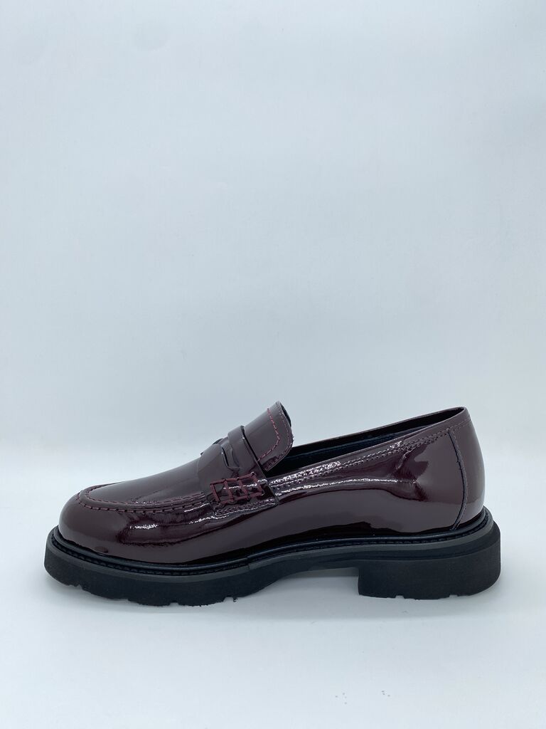Burgundy Patent Loafer with Chunky Sole