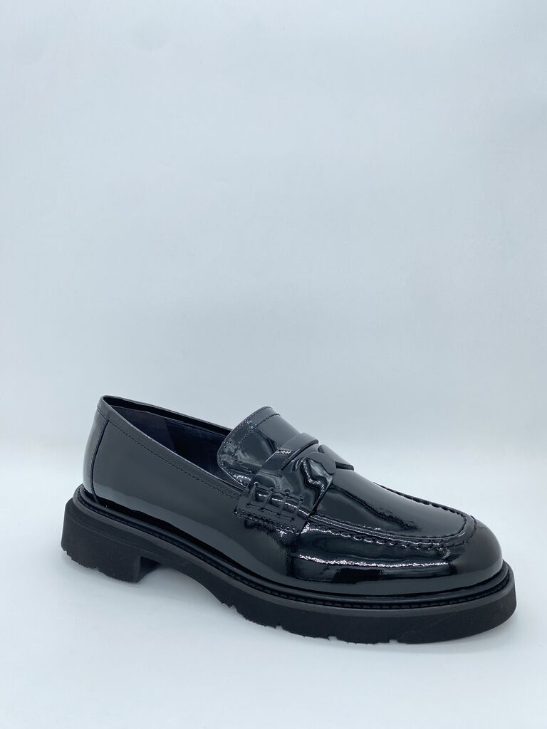 Black Glossy Loafers with Chunky Sole