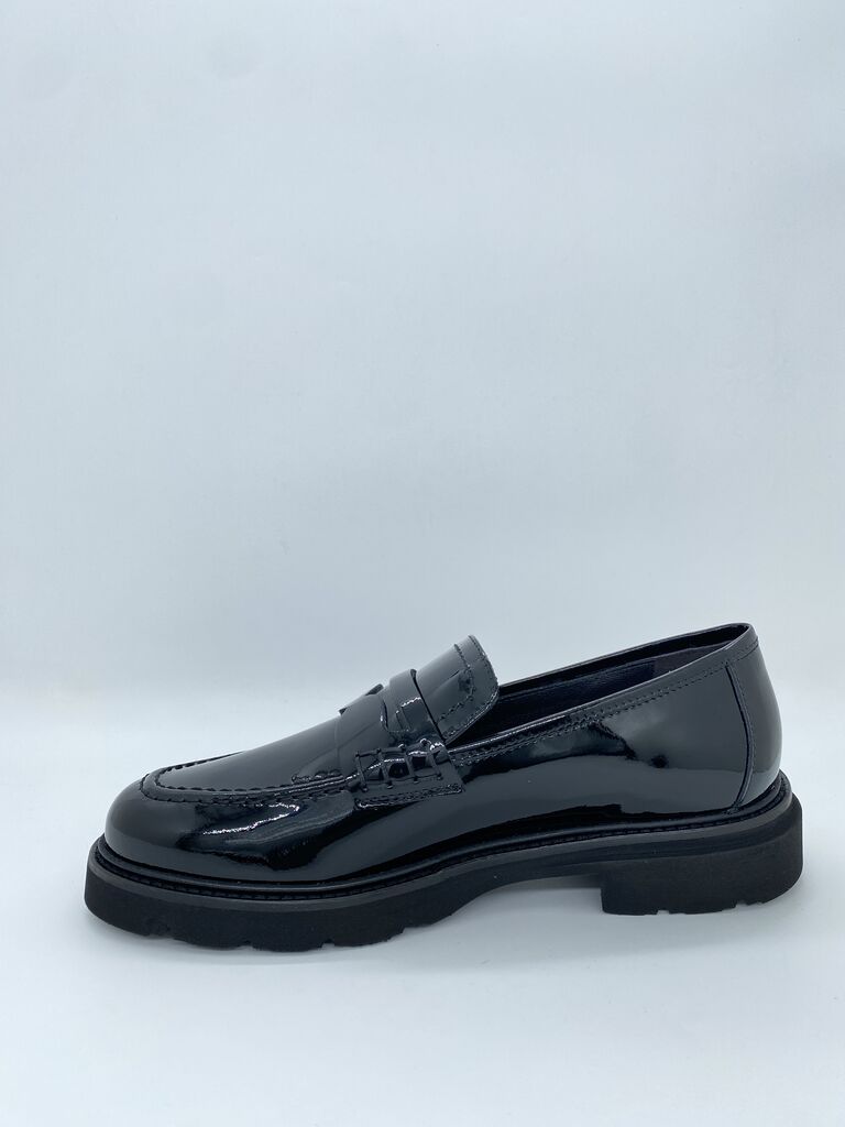 Black Glossy Loafers with Chunky Sole