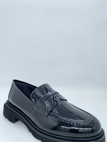 Black Glossy Loafers with Chunky Sole