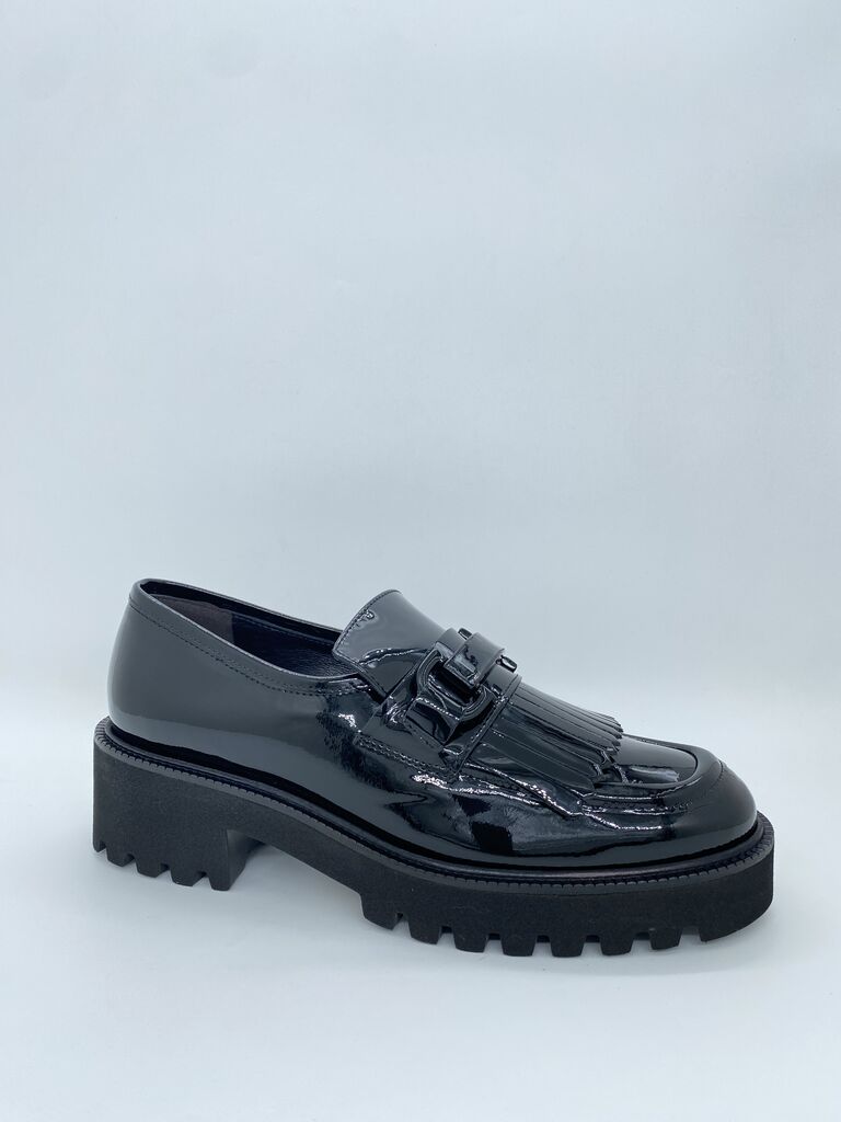 Black Patent Loafer with Chunky Sole