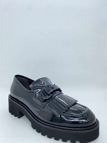 Black Patent Loafer with Chunky Sole