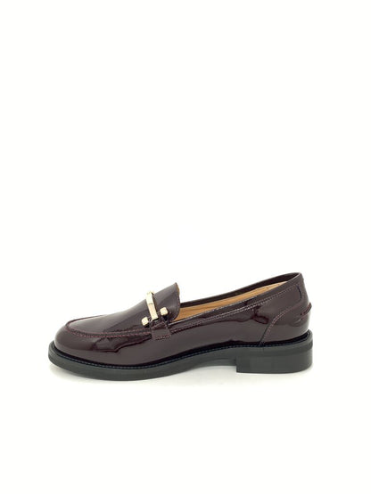 Burgundy Patent Loafers with Metal Accent