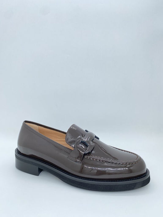 Brown Patent Loafer with Glossy Finish
