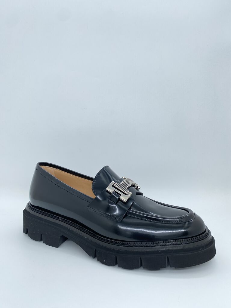 Black Glossy Loafer with Chunky Sole
