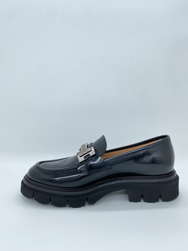 Black Glossy Loafer with Chunky Sole